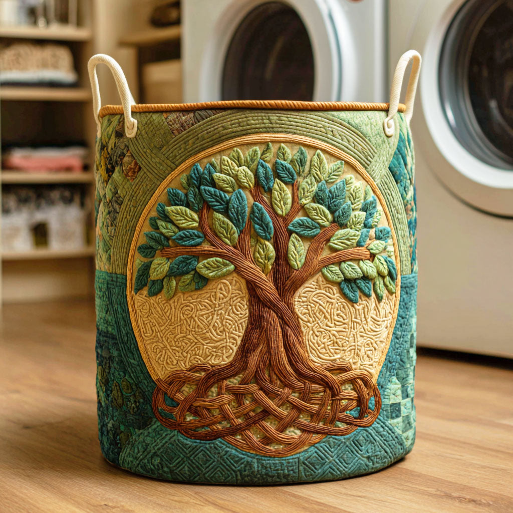 Emerald Life Tree Quilted Laundry Basket Perfect Gift For Your House