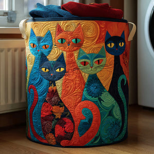 Enchanted Cats Quilted Laundry Basket Birthday Merch Gift