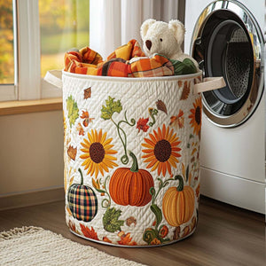 Falling Joy Quilted Laundry Basket Christmas Merch Gift