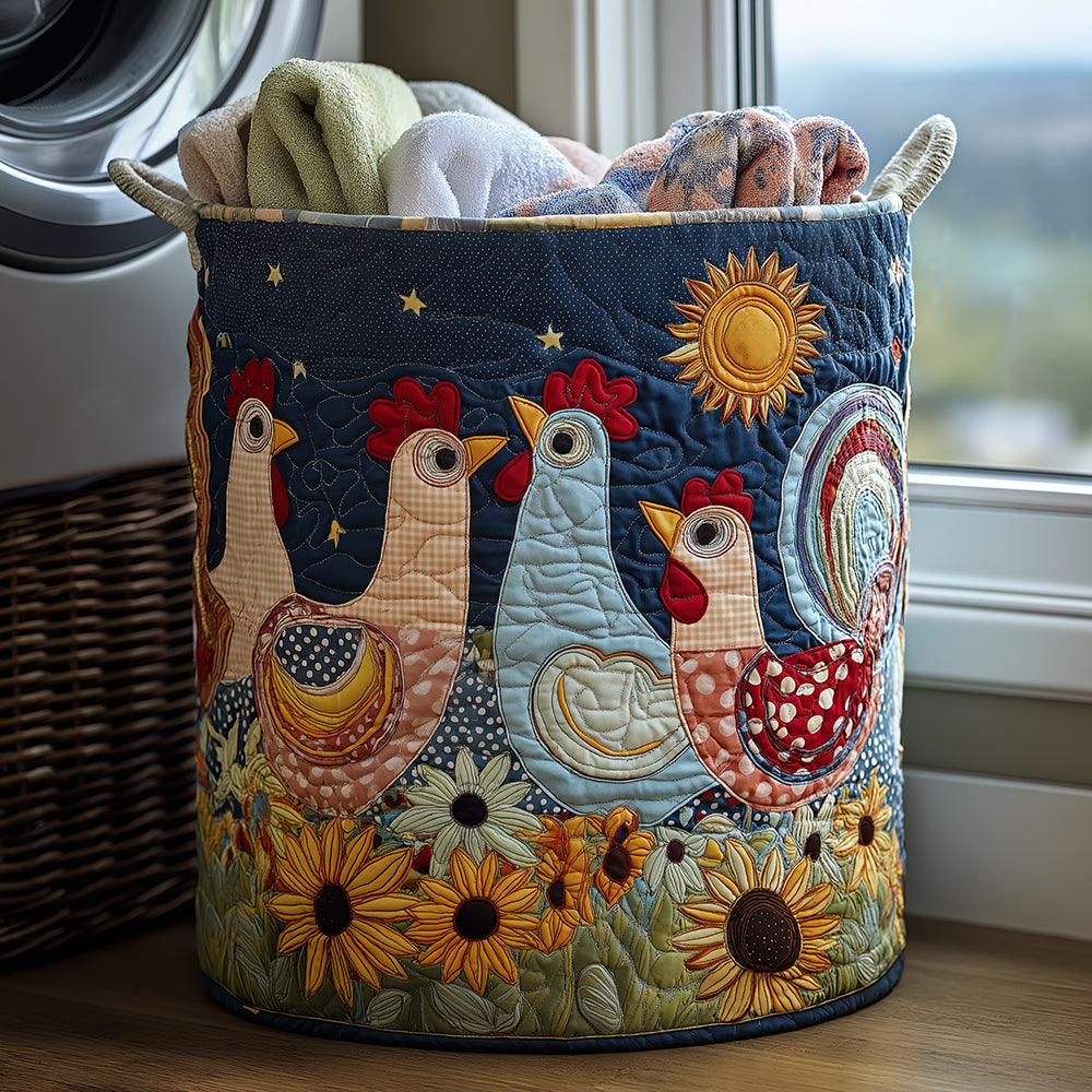 Family Hens Quilted Laundry Basket Unique Gift For Laundry Lovers