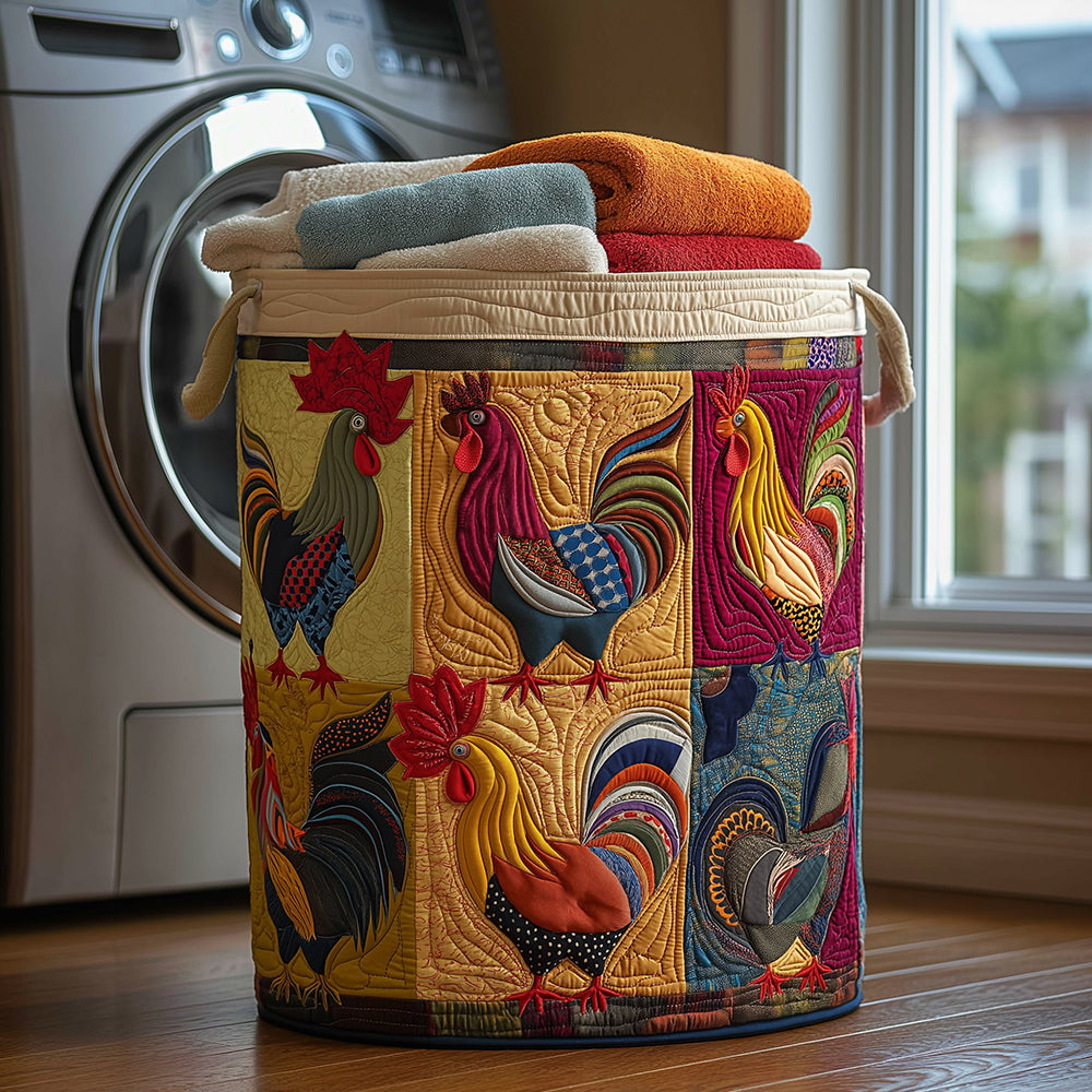 Farmyard Rooster Quilted Laundry Basket Thoughtful Housewarming Gift