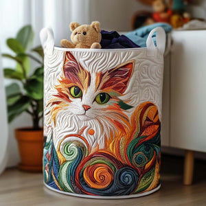 Feline Fun Quilted Laundry Basket Thoughtful Housewarming Gift