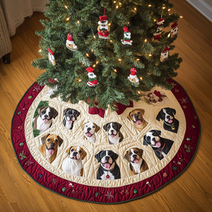 Festive Boxer Fun Christmas Quilted Tree Skirt Meaningful Christmas Gift to Warm the Heart
