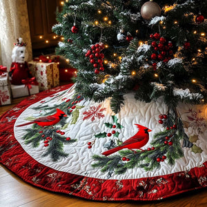 Festive Foliage Christmas Quilted Tree Skirt Perfect Tree Skirt Gift for Mom or Grandma