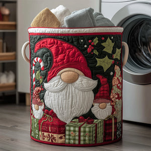 Festive Gnome Quilted Laundry Basket Merch For Home And Bedroom