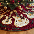 Festive Gold Guitar Quilted Tree Skirt Perfect Home For Christmas Tree Merch