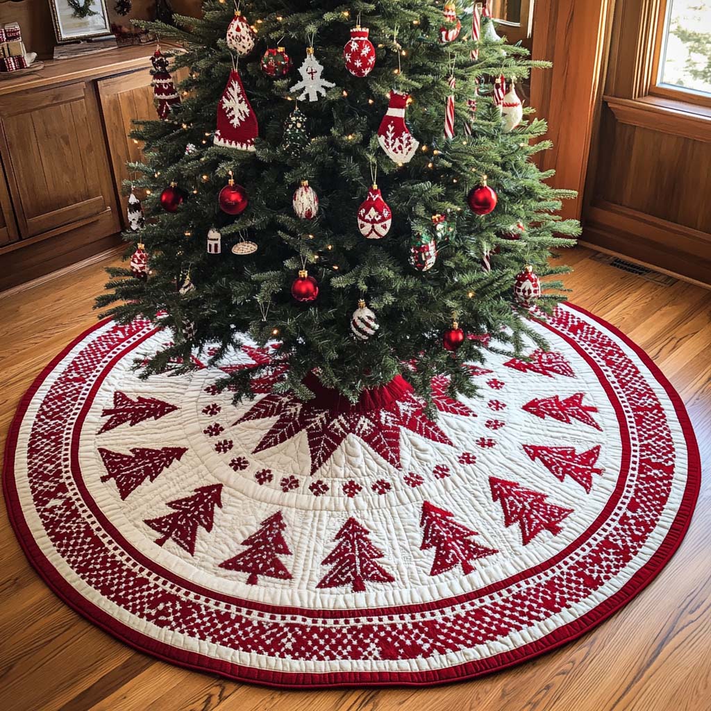 Festive Pines Christmas Quilted Tree Skirt Christmas Tree Skirt Gift That Brings Joy