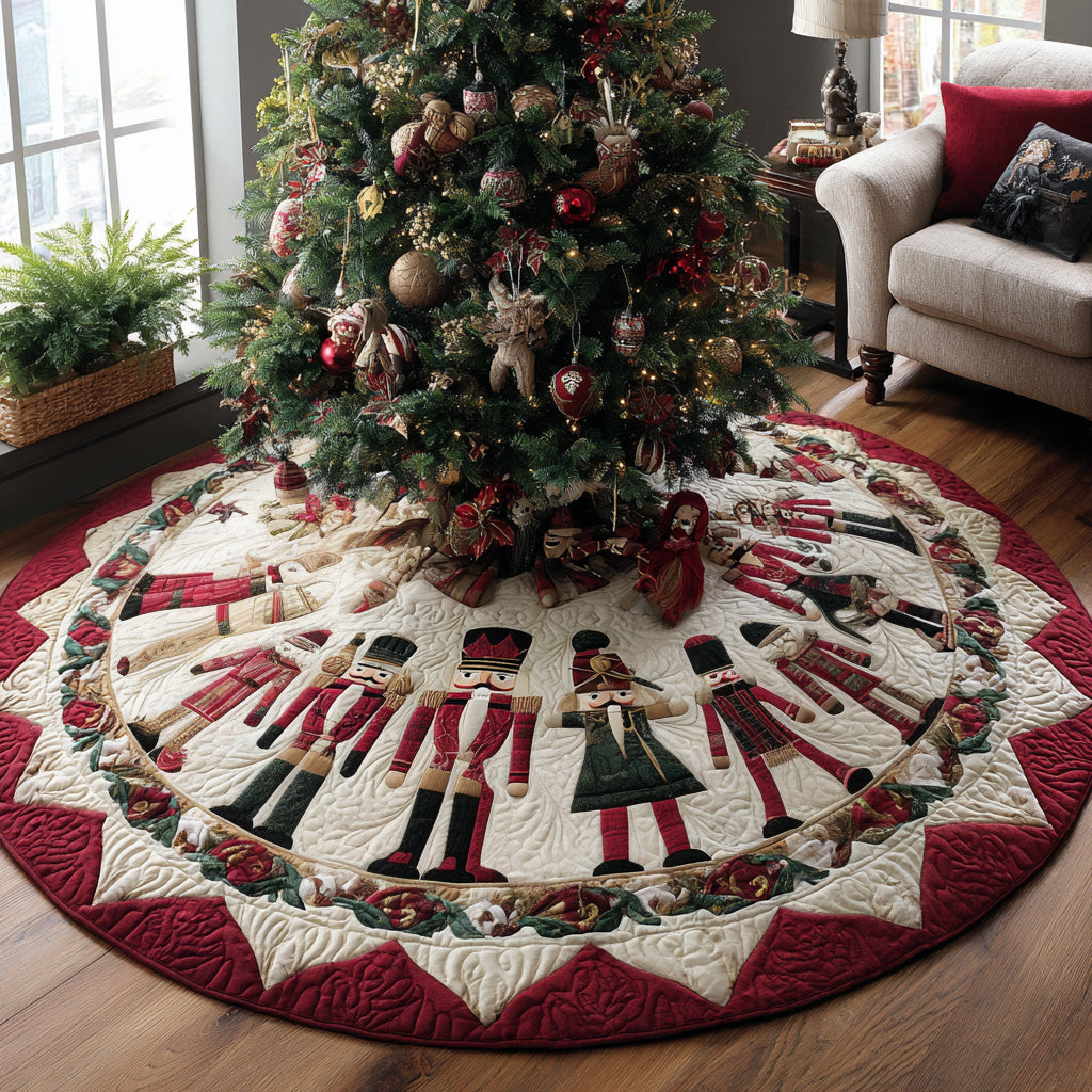 Festive Sentinel Quilted Christmas Tree Skirt Trending Christmas Tree Skirt Merch 2025
