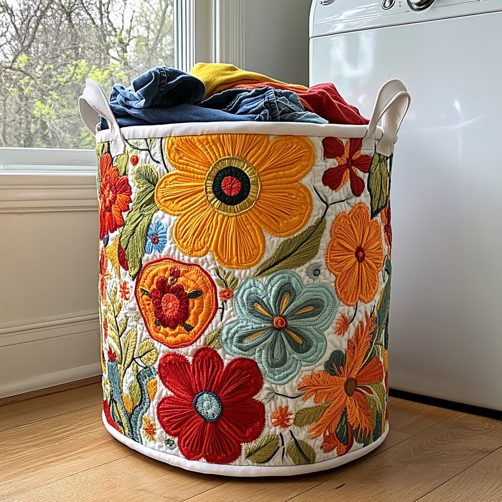 Floral Joy Quilted Laundry Basket Mother’s Day Merch Gift