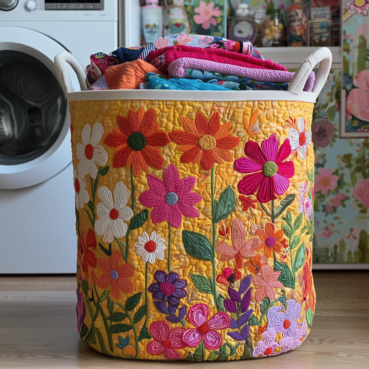 Flower Bliss Quilted Laundry Basket Great Stocking Stuffer