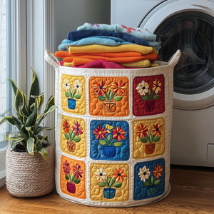 Flower Bliss Quilted Laundry Basket Ideal Gift For Mom