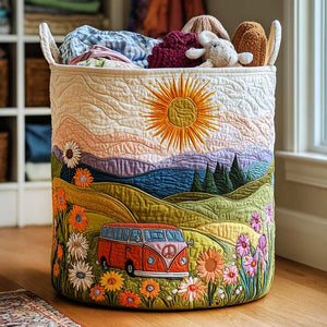 Flower Fields Quilted Laundry Basket Father’s Day Merch Gift