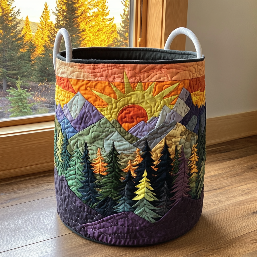 Forest Glow Quilted Laundry Basket Valentine’s Day Merch Gift
