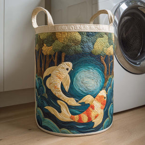 Forest Moonlight Koi Quilted Laundry Basket Merch For Family