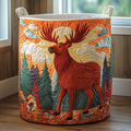 Forest Moose Quilted Laundry Basket Christmas Merch Gift