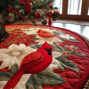Frosted Cardinal Quilted Christmas Tree Skirt Exclusive Holiday Tree Skirt Gift for Families