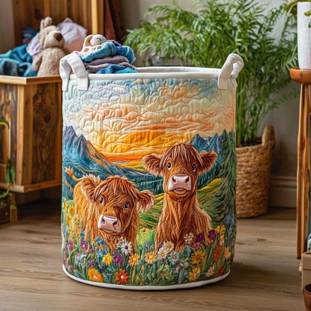 Fuzzy Horizon Quilted Laundry Basket Merch For Family Time