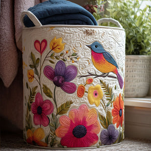 Garden Songbird Quilted Laundry Basket Winter Merch Essentials