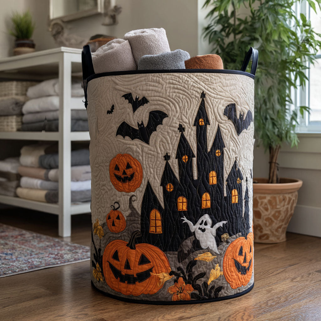 Ghostly Glow Quilted Laundry Basket Easter Merch Gift