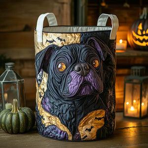 Glowing Bulldog Portrait Quilted Laundry Basket Valentine’s Day Merch Gift
