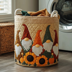 Gnome Pumpkin Patch Quilted Laundry Basket Everyday Merch Choice