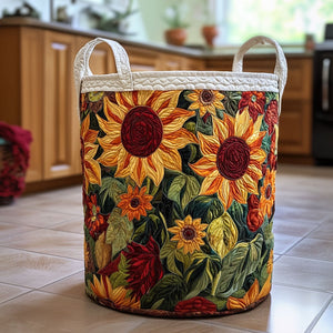 Golden Bloom Quilted Laundry Basket Summer Merch Vibes