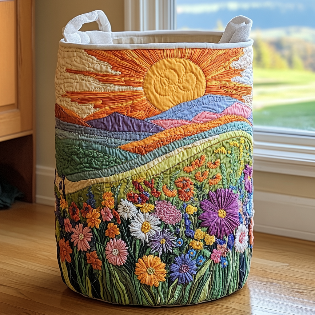 Golden Field Quilted Laundry Basket Unique Gift For Laundry Lovers