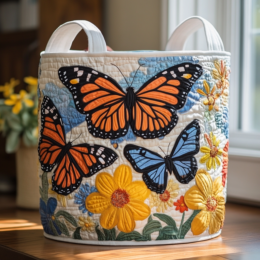 Golden Flutter Quilted Laundry Basket Birthday Merch Gift