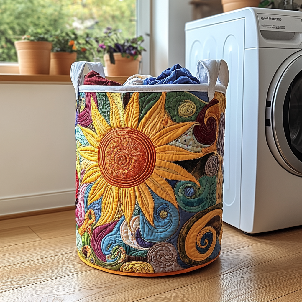 Golden Light Quilted Laundry Basket Holiday Season Merch