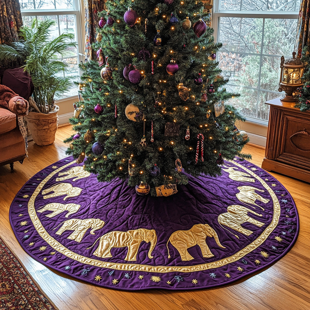 Golden Trunks Quilted Christmas Tree Skirt Holiday Merch That Completes Your Christmas Setup