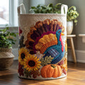 Grateful Gobbler Quilted Laundry Basket Merch For Cozy Nights
