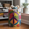 Groovy Peace Quilted Laundry Basket Father’s Day Merch Gift