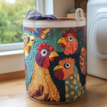 Happy Chicken Quilted Laundry Basket Merch For Home And Bedroom