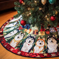 Happy Husky Christmas Quilted Tree Skirt Holiday Merch That Completes Your Christmas Setup