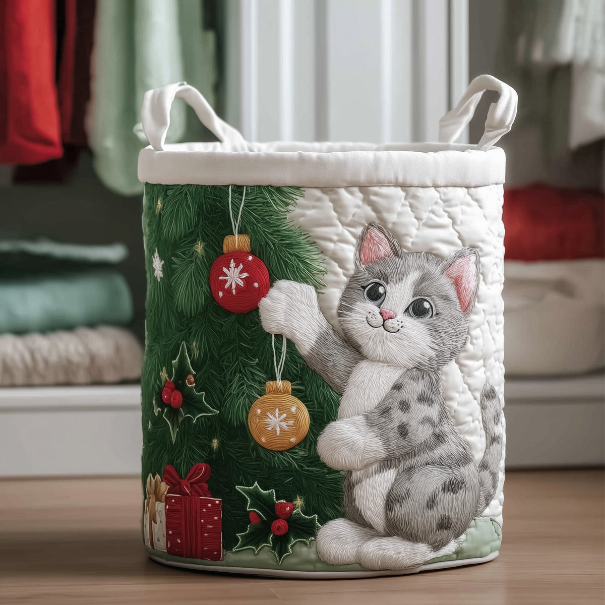 Happy Kitten Quilted Laundry Basket Gift Idea For Busy Families
