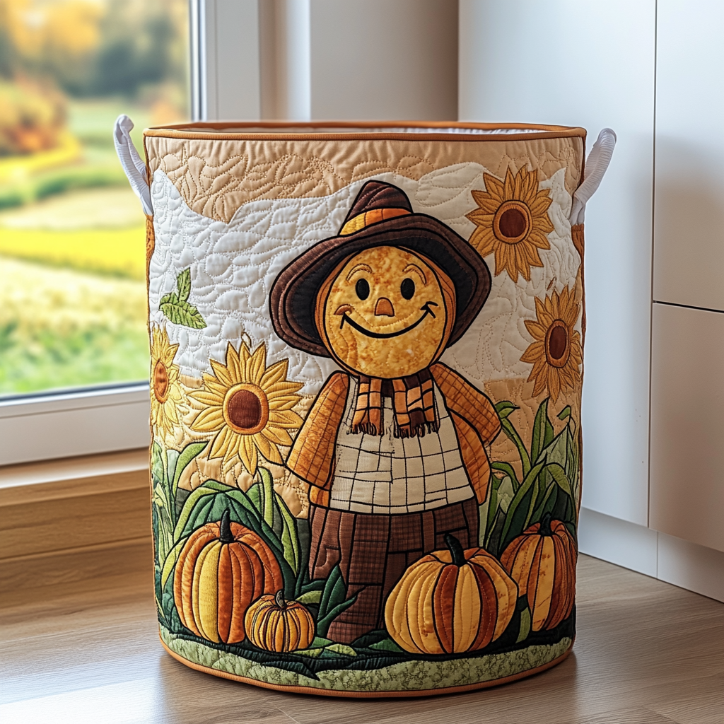 Happy Scarecrow Quilted Laundry Basket Must-Have Home Essential