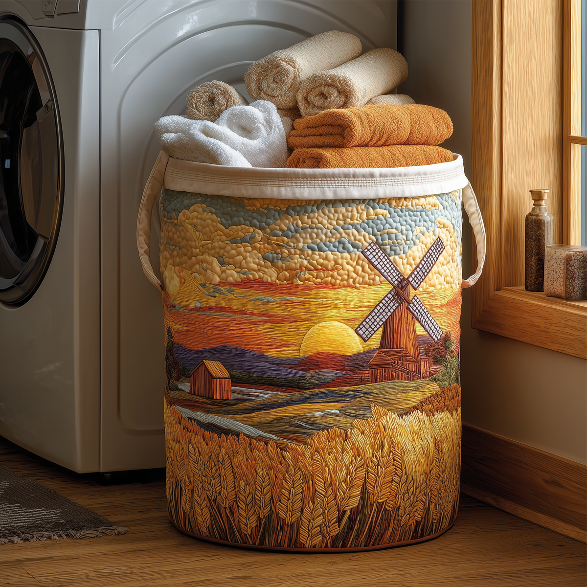 Harvest Glow Quilted Laundry Basket Gift Idea For Busy Families