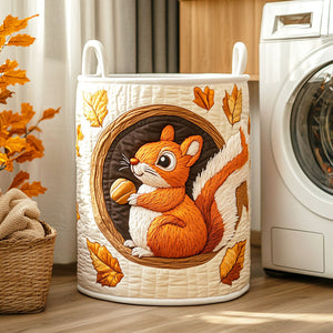 Harvest Squirrel Quilted Laundry Basket Merch For Kids