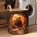 Hidden Cave Bear Quilted Laundry Basket Halloween Merch Gift
