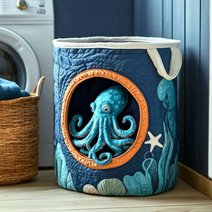 Hidden Octopus Quilted Laundry Basket Merch For Cozy Nights