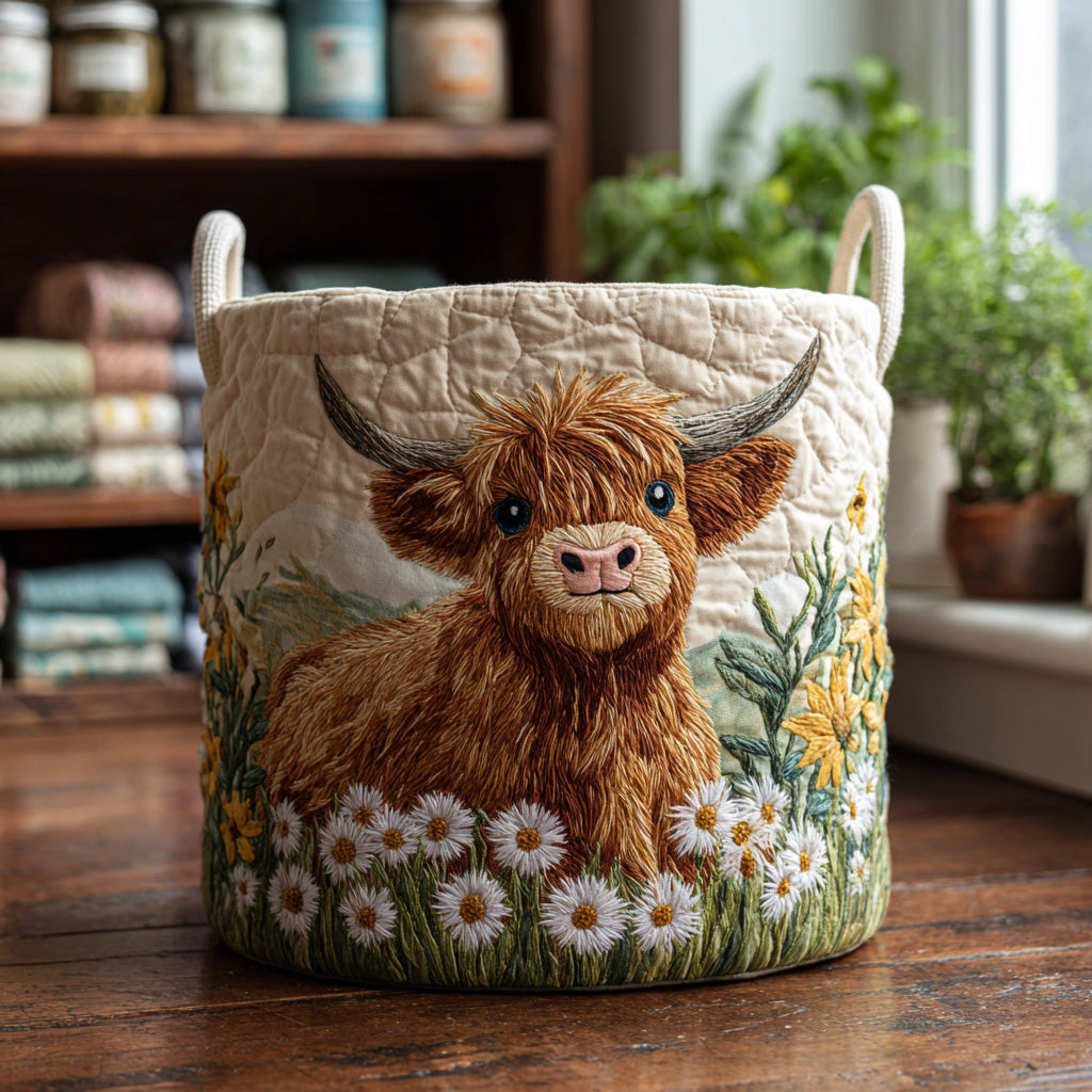 Highland Charm Quilted Laundry Basket Mother’s Day Merch Gift