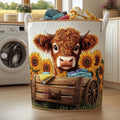 Highland Cow Quilted Laundry Basket Holiday Favorite Gift
