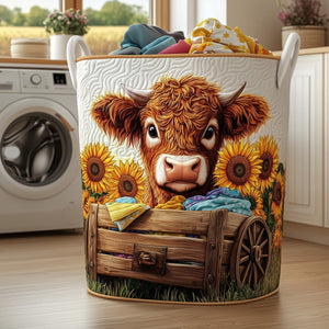 Highland Cow Quilted Laundry Basket Holiday Favorite Gift