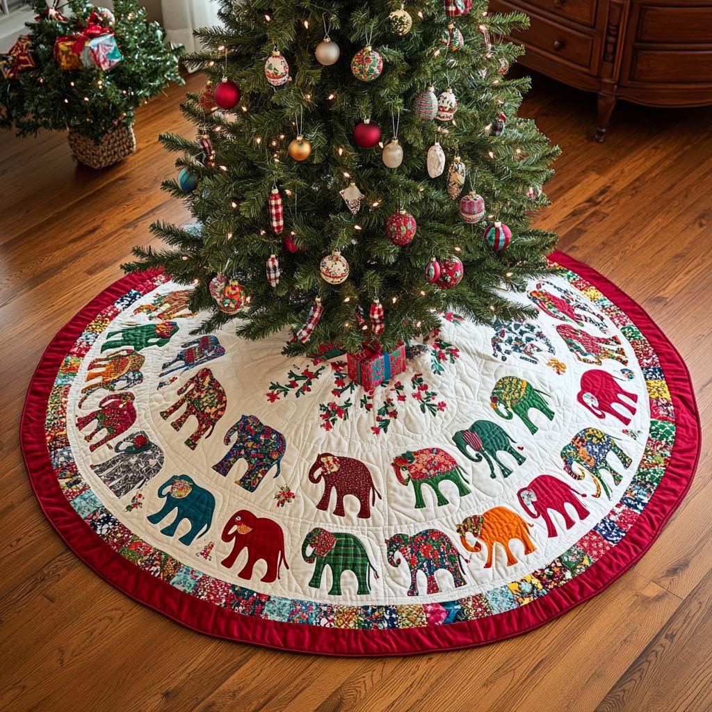 Holiday Parade Christmas Quilted Tree Skirt Perfect Merch Gift Tree Skirt for Holiday Season