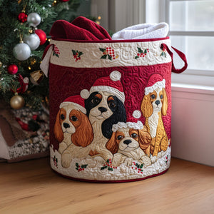 Holiday Spaniel Quilted Laundry Basket Merch For Friends