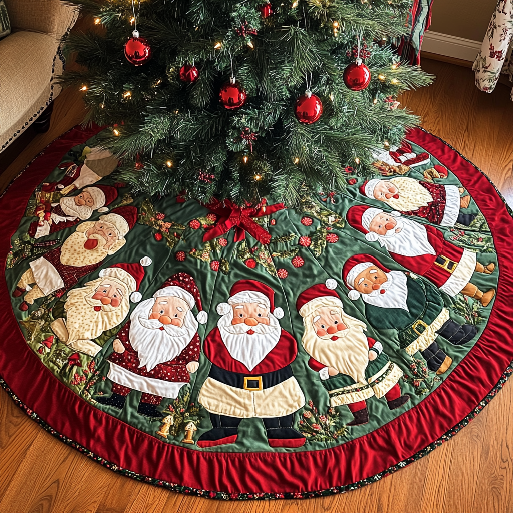 Holly Jolly Joy Christmas Quilted Tree Skirt Heartwarming Christmas Tree Skirt Gift for Loved Ones Beautiful Tree Skirt to Complete Your Christmas Look