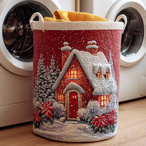 Holly Night Quilted Laundry Basket New Year Merch Gift