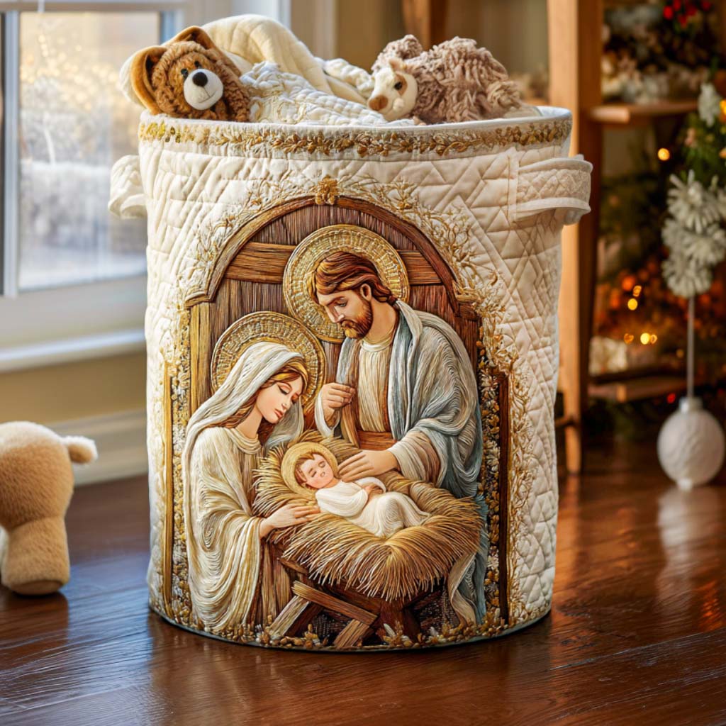 Holy Blessing Quilted Laundry Basket Merch For Her