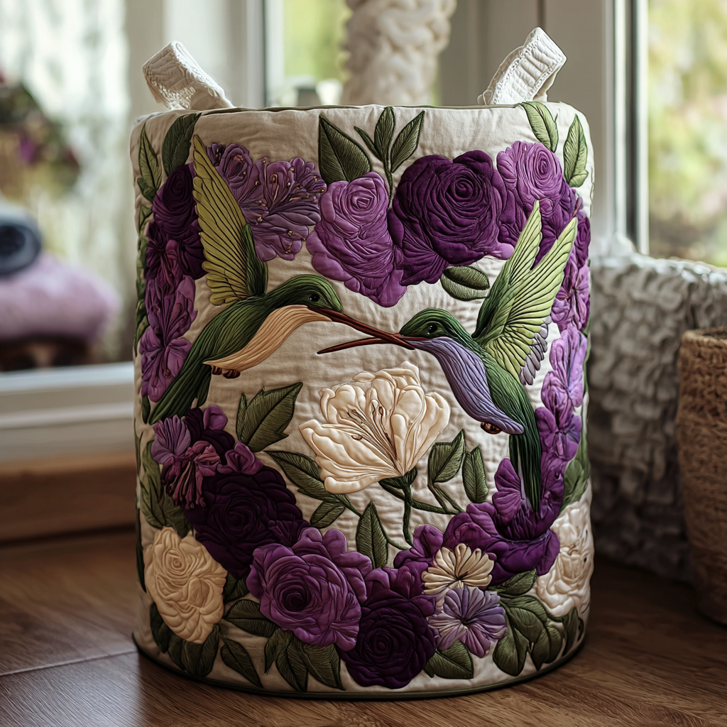 Hummingbird Delight Quilted Laundry Basket Top Choice For Housewarming