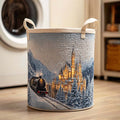 Icy Horizon Quilted Laundry Basket Holiday Merch Gift